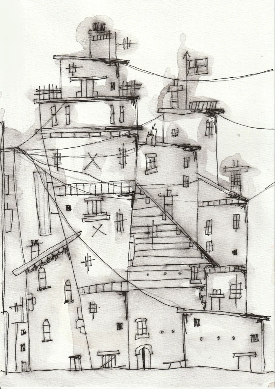 Momentos No. 3, ink and wash on paper