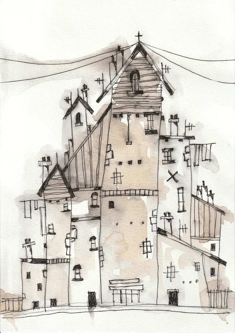 Momentos No. 9, ink and wash on paper