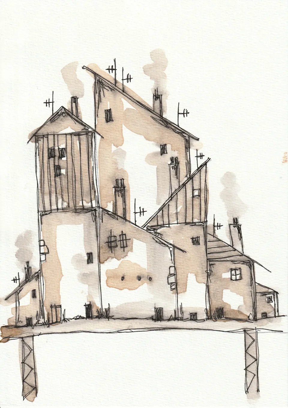 Momentos No. 14, ink and wash on paper