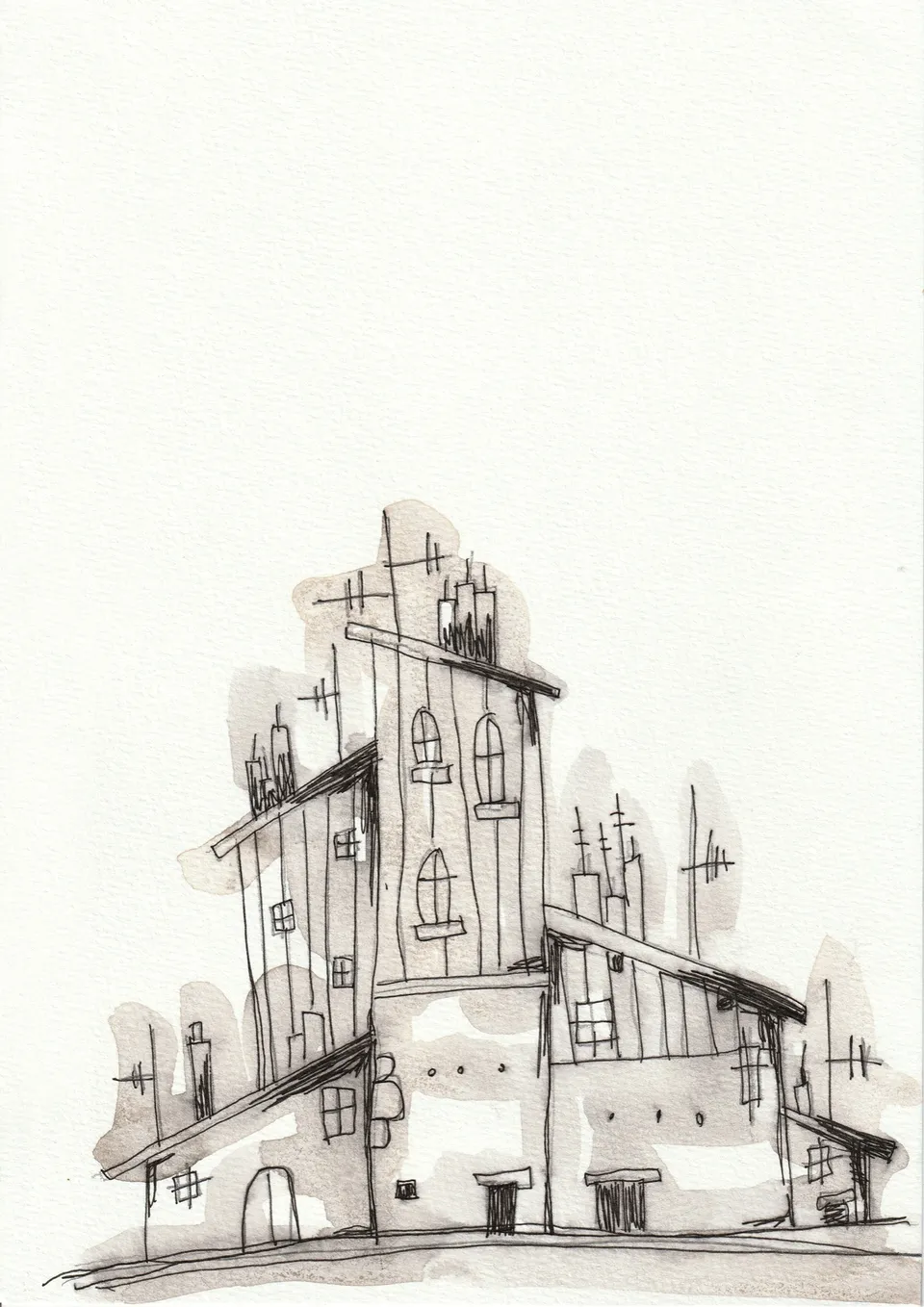 Momentos No. 16, ink and wash on paper